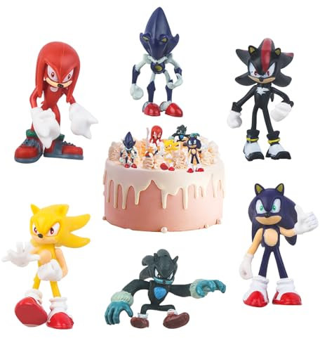 Luclay Cartoon Cake Topper- 6Pcs Soni Figures Cake Decoration Toys Dolls Mini Action Figure Set Birthday Cake Decoration Party Supplies for Kids, Girls, Boys, Birthday Party, Baby Shower Decoration