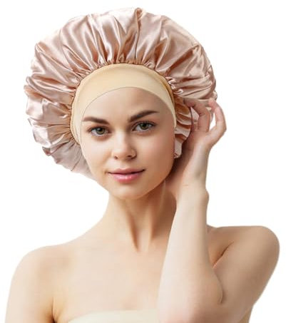 Seidenhaube, Satinhaube, Seidenhaarwickel zum Schlafen, weiche und Bequeme Seide-Schlafkappe