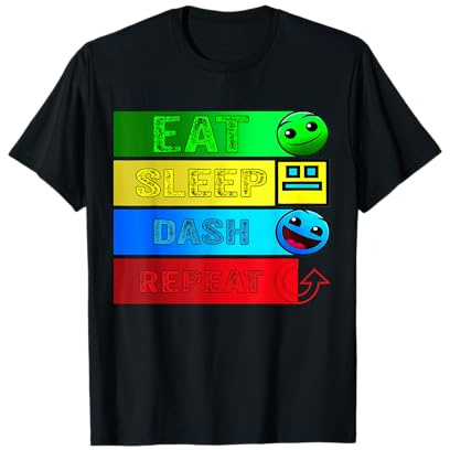 Eat Sleep Dash Repeat Videospiel Geometrie Video Gamer T-Shirt