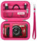 Supmay Hard Carrying Case for OM System Tough TG-7 Red Digital Camera/Olympus Tough TG-6 Waterproof Camera, Travel Case with Zipper Mesh Pocket for USB Cable, SD Card, Battery, Rose Red
