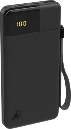 Aqiila Powerbank 10000mAh, 20W, LED-Display, 2X USB-C, 1x USB-A, tragbares Ladegerät, Pass-Through-Laden, leicht und kompakt, Soft-Touch-Oberfläche, Powerbird Schwarz in plastikfreier Verpackung