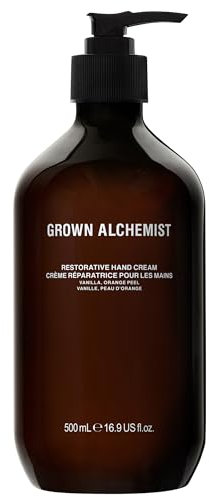 Grown Alchemist Restorative Luxury Pump Hand Cream - Vanilla, Orange Peel - Natural, Vegan Hand Moisturiser for Dry and Cracked Hands, Soothing Handcream 500 ml