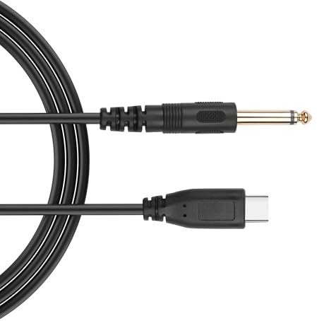 JSADZKJ Cavo audio da USB C a 1/4 Cavo audio da 6,35 mm TS a USB tipo C per chitarra Cavo audio da 1/4 di pollice mono maschio a USB C maschio Aux Record per smartphone, tablet,3,28FT
