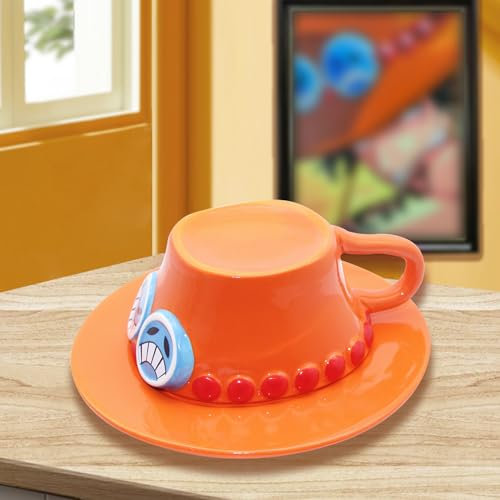 One Piece Anime, tazza Luffy's Hat Tazza One piece merch, in ceramica di alta qualità, regalo per Natale, compleanno, anniversario, 250 ml (Ace-01)