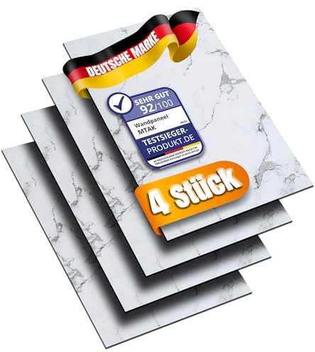 MTAK Wandpaneele Marmoroptik - 60x120 cm | PVC Wandverkleidung aus Kunststoffplatten - 4 Stück - Küchenrückwand - Bad & mehr | Einfache Montage mit Silikon (PVC-BM60120)
