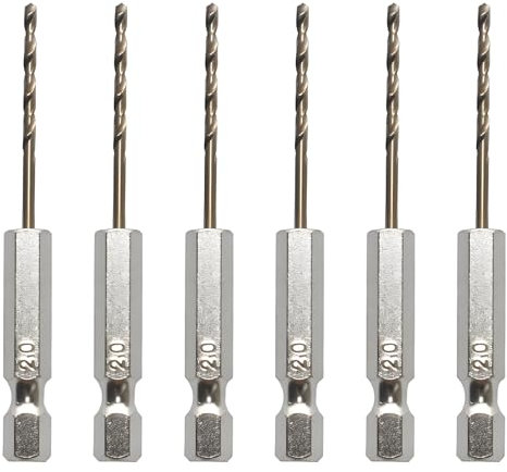 Oiieco 6Pcs 2mm Hex Shank Metal Drill Bits, High Speed Steel, Titanium Coated, 1/4 Inch Shank, Versatile for Metal, Wood, Plastic