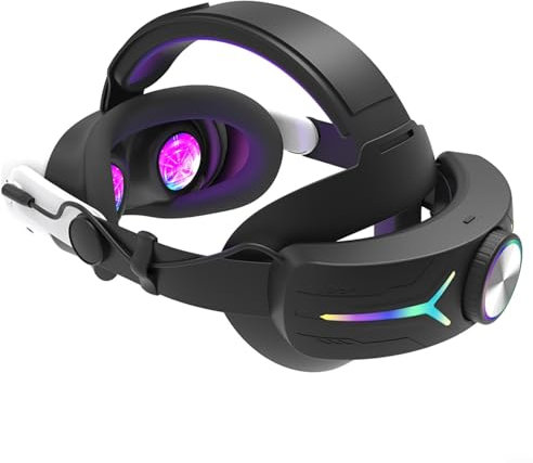 EpheyFIF Battery Head Strap For Meta For Quest 3, Adjustable Battery Head Strap, Fast Charging & Comfort, Extend Playtime, Built-in 12000MAh Battery Pack, Fast Charging And LED Backlight(Is black)