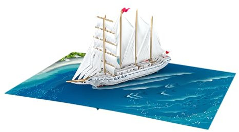 ASVP Shop 3D Pop Up Karte - Segelschiff auf dem offenen Meer - Perfekt für Vatertag, Geburtstage oder nautische Enthusiasten