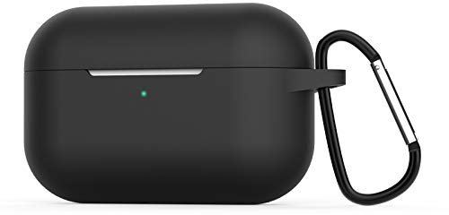 Compatible with AirPods Pro Generation protective case with cleaning set, full silicone protection for Apple AirPods Pro charging case[Front LED Visible],Black