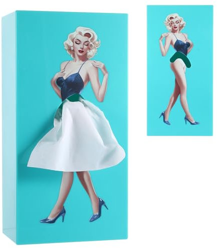 Taschentuchbox mit Fliegendem Rock, Retro Mädchen Kosmetiktücher Box, Kreative Rock Tissue Box, Dekorativer Taschentuchhalter Geeignet für Wohnzimmer, Schlafzimmer, Büro (Blau)