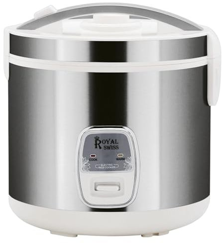 Royal Swiss® Rice Cooker - Cuiseur à riz électrique - Revêtement antiadhésif - Capacité 2,2 Litres - Fonction maintien au chaud - panier vapeur - violet (Gris, 26)