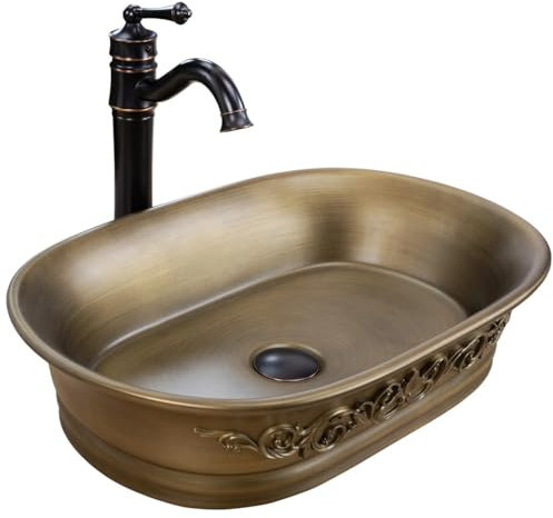 GTM Design Aufsatzwaschbecken Matt Modern Waschbecken ohne Hahnloch - Elegant Aufsatzwaschbecken Oval für Badezimmer und Gäste WC - nur Bad Waschbecken - Modell 6