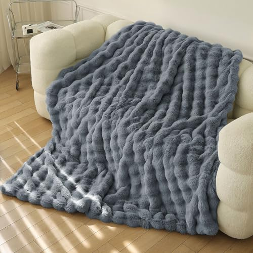 Miyacare Kuscheldecke 160x200 cm, Graphitgrau Dick Kuscheldecke Flauschig | Super Soft Wohndecke, 1000GSM, Couchdecke, Warme Überwurfdecke Sofadecke, für Sofa Schlafzimmer Büro
