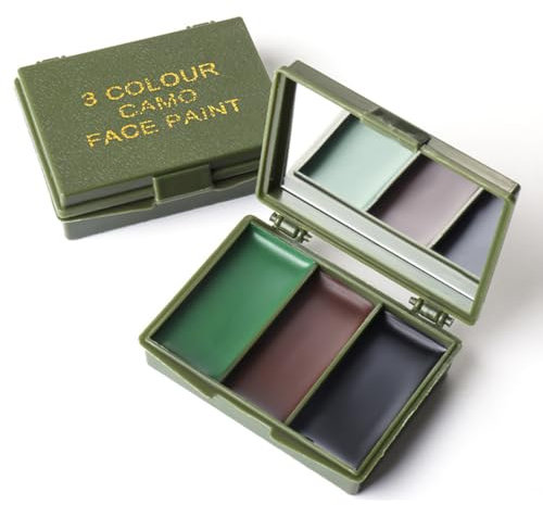 HAMKU 1Pcs Pintura Para Camuflaje Facial,Pinturas Pintura Militar Para Mimetización Con Espejo Incorporado. Pintura Para Cara De Las Fuerzas Armada, Para Caza En La Naturaleza(Marrón/Verde/Negro)