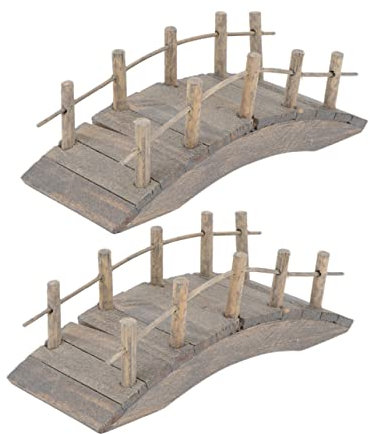 Gatuida 2pcs Miniature Wooden Arch Bridge Garden Decor for Dollhouse Scene Material Realistic Miniature Accessory for Outdoor and Mini Landscapes
