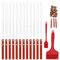 AROMUJOY 12 Pièces Barbecue Brochettes Réutilisable, 40cm Brochettes Kebab Inox, Brochettes Barbecue Plates avec Poignée en Bois Résistante à la Chaleur pour Camping, Fêtes, Pique-Niques