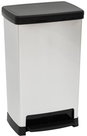 5Five - Poubelle Argenté - 50l - Poubelle, Design Moderne, Accessoire de Cuisine et Salle de Bain