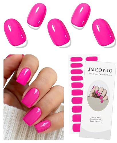 JMEOWIO Rose Red Semi Cured Gel Strips Wraps Nail Art Sticker