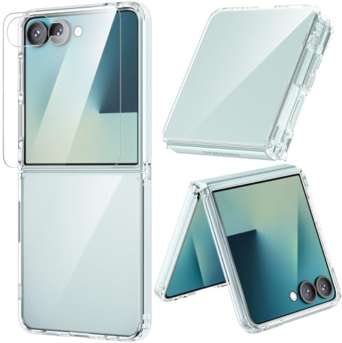 ORNARTO für Samsung Galaxy Z Flip 7 Hülle, [rutschfest und Kratzfest] transparente Handyhülle Samsung Z Flip 7 Hard Case - durchsichtig