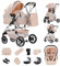 Zkiprm Kinderwagen 3 in 1 Kombikinderwagen Reisesysteme mit Babyschale, bis 22 kg, Zusammenlegbar Buggy, Aluminium Rahmen, Moskitonetz/Regen Abdeckung/Mama Tasche Enthalten, 0-4 Jahre Weiß