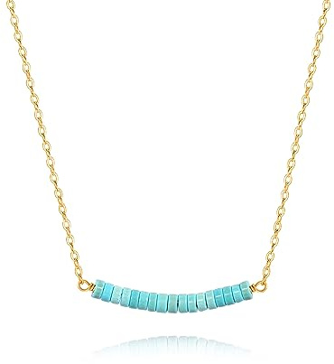 Aobei Pearl Minimalistische Türkis Choker Blau Howlit Samen Perlen Halskette Böhmische Edelstein Schmuck für Frauen 15