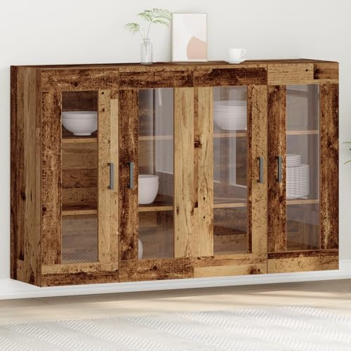 ZQQLVOO Wandregale 2er Set aus Altholz gartenschrank gartenschrank for Wohnzimmer Schlafzimmer 69,5 x 34 x 90 cm, Konstruktionsholz