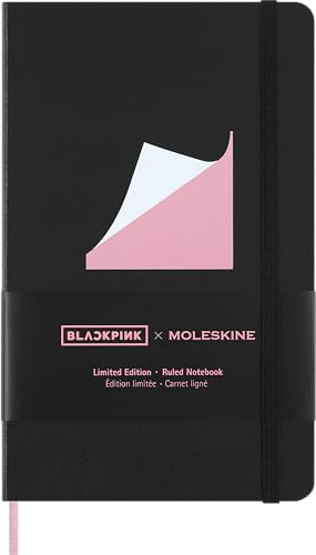 Moleskine x BLACKPINK Ruled Notebook Album Square Two, Hardcover and Elastic Closure, With PINK Bookmark, Large Size 13 x 21 cm