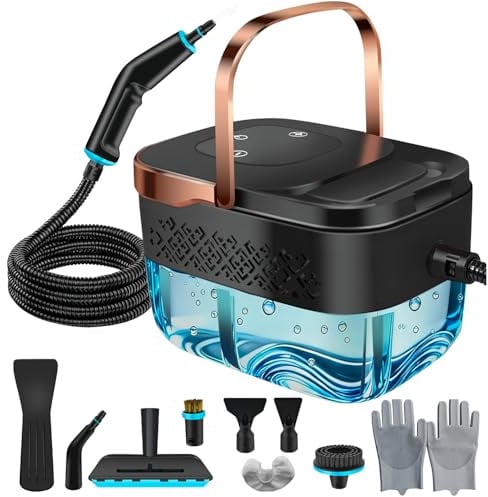 2500W Handheld Steam Cleaner, High-Pressure Portable Steamer with 1600ML Tank & 10 Accessories for Home Deep Cleaning, Kitchen, Car Interior, Bathroom Tile, Grout, Upholstery