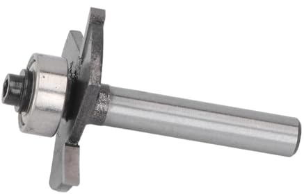 Keenso T Slot Router Bit Durable 3 Flute Cutter for Woodworking Tongue and Slot Joints, with Bearing for Plywood - Tungsten Steel 1/4in Shank 3/32in Cutting Height, for Various Woodworking Projects
