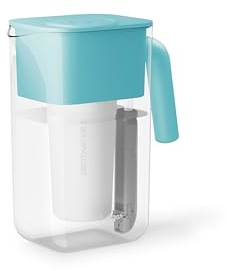 Culligan avec la technologie ZeroWater - Pichet de filtre à eau de 10 tasses - Comprend un filtre à eau avancé en 5 étapes, certifié IAPMO pour réduire le plomb, les PFAS, le mercure, le fluorure et
