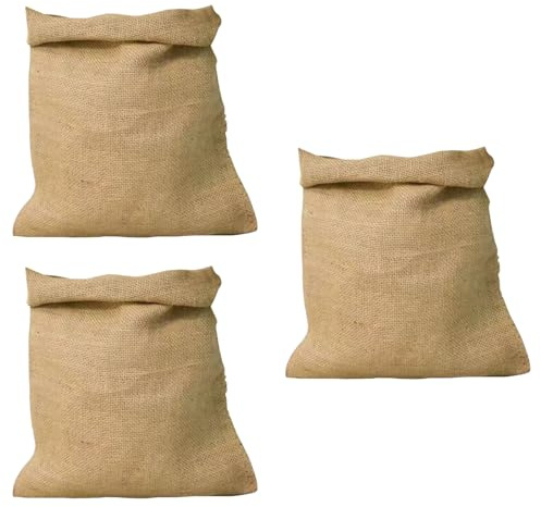 Vexaflow Lot 3 Sacs Toile de Jute, Grand Sac de Jute, Sac de Rangement, 85 x 50 cm, Protection de Plantes, Polyvalent pour Stockage, Jardinage et Décoration, Épais, Naturel
