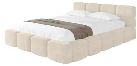 ALTDECOR Polsterbett mit Bettkasten und Lattenrost, Bett mit Matratze H3/H4, Kopfteil, Boxbett, Doppelbett mit Stauraum - NATA-v1 180x200 Beige