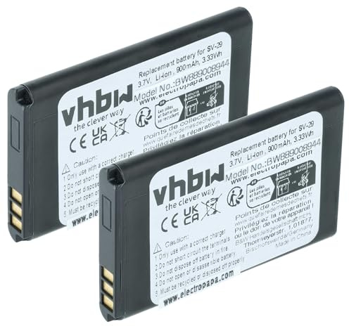 vhbw 2X Akku kompatibel mit Fritz! Fon C6 Handy Smartphone Telefon (900 mAh, 3,7 V, Li-Ion)