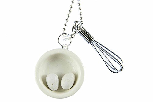 Miniblings 2er Cuisson lot Collier 80cm Fouetter Les Oeufs Cuisine Cuisine Blanc - Bijoux Faits Main - chaîne à maillons argenté