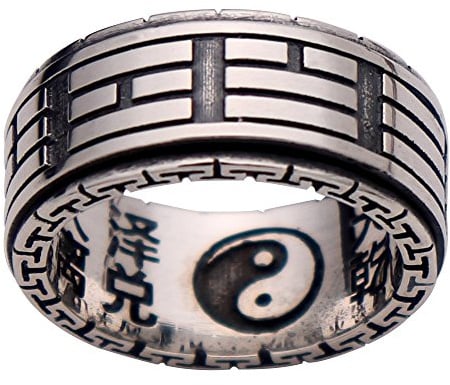 ForFox Vintage Echt 925 Sterling Silber Taoismus Tai Chi Yin Yang Spinner Ring für Herren Damen 10mm Größe 66