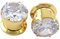 Wunderschöne Große Zirkonia Edelstahl Screw Fit Ohr Tunnel Ohr Expander Stretche Piercing Ear Gauges (Gold,6g(4mm))