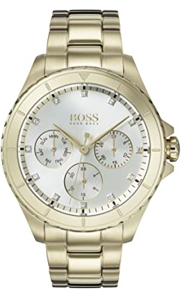 BOSS Analogue Multifunction Quartz Watch for Women with Gold colored Stainless Steel Bracelet, 1502445
