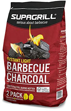Supagrill 12 x 850g Bags Instant Light Lumpwood Charcoal BBQ Barbecue Grill Fuel