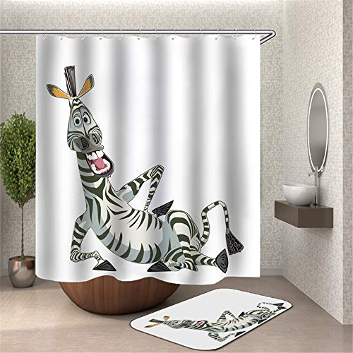 Chickw1 Duschvorhang mit 12 Ringe, Polyestergewebe Wasserdicht Anti-Schimmel Maschinenwaschbar Duschvorhang Bad Vorhang für Badewanne Duschen Badezimmer Dekorative (Lustiges Zebra,180x200cm)