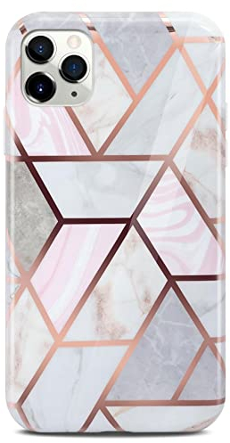 ONEFLOW Sense Case kompatibel mit Apple iPhone 11 Pro Max Hülle in Marmor Optik, Schutz für Kamera und Bildschirm, Glitzer Handyhülle aus Silikon - glänzend Gold (Thrill)