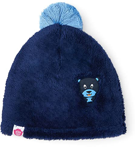 Affenzahn Unisex Kinder Bär Plüsch-Mütze, Blau, S