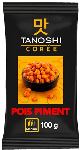 TANOSHI Corée – Pois Piment – Snack Coréen Pour l’Apéritif – Croquant et Délicatement Pimenté – 1 paquet 100 g