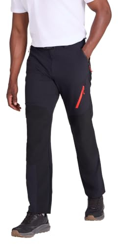 Mountain Warehouse Herren-Trekkinghose - Wanderhose, wasserabweisend, 4-Wege-Stretch, verstärktes Gewebe, LSF 50+ - ideal beim Camping, im Freien Schwarz (Normale Länge) Herren Größe 54 EU