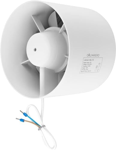 calimaero® INLINE Extractor Fan 150mm, Inline Fan with Backdraft Shutter 6 inch Bathroom Extractor Fan, Grow Tent, Booster Duct Fan, Tube Insertion Fan 320m³/h, 18Watt / 35dB / IPX2 / plastic