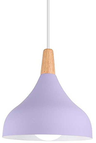 WOTTES - lampadari a sospensione, stile vintage, stile a goccia, attacco E27, in metallo, per camera da letto, sala da pranzo, cucina, Ø 20 cm (Viola)