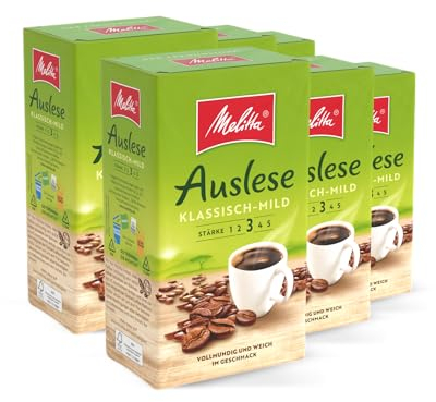 Melitta Auslese Klassisch-Mild Filter-Kaffee 6 x 500g, gemahlen, Pulver für Filterkaffeemaschinen, mittlere Röstung, geröstet in Deutschland, im Tray