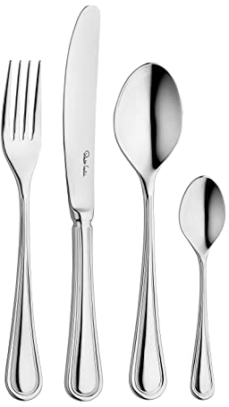 Robert Welch Aston Bright, 24 Piece Cutlery Set for 6 People. Made from Stainless Steel. Dishwasher Safe.