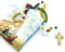Rosenkranz Erstkommunion aus farbigem Holz mit geprägter Tasche und Holzkreuz von Fatima. Für Jungen oder Mädchen. Farben der religiösen Rosenkranzkommunion