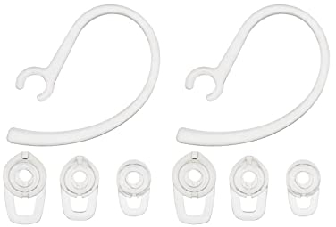 eMagTech 2 Sets Ear Tips & Ear Hooks Set Compatible with Plantronics Wireless Bluetooth Earphone S M L 3 Sizes Repalcement Earbuds Earplugs & Ear Loop Transparent