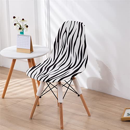 Highdi Schalenstuhl Bezug, Stretch Stuhlhussen Bezug Stilvolle Muster Esszimmerstühle Elastischer Abnehmbar Waschbar Universal Stuhlbezug Wohnzimmer Büro Küchenstühle Husse (Zebra-Print,6PCS)